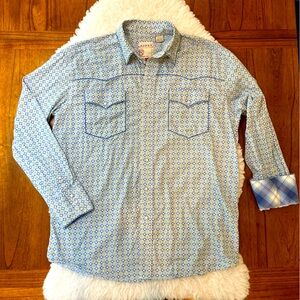 Roper Western Shirt Blue and Green Men’s Size Large